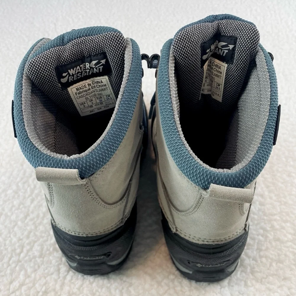COLUMBIA • Blue/Grey Thermolite Water Resistant Cascadian Summit Winter Boots, 8 - Picture 6 of 16